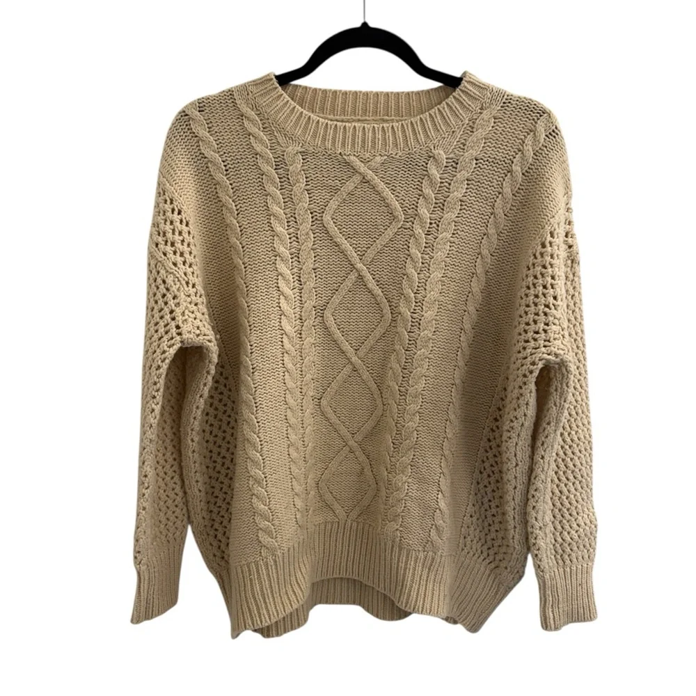 Tularosa Cable Knit Cream Sweater Women's Size XS